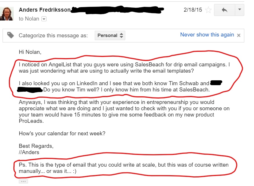 Proleads.io sales outreach email template