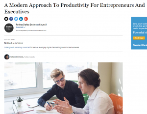 Nolan Clemmons Productivity Article in Forbes for Entrepreneurs and Business Executions on Automation, Delegate, and outsourcing